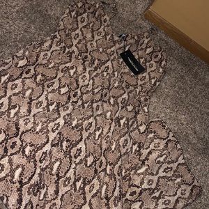 FULL LENGTH. TIE WAIST. NUDE SNAKESKIN JUMPSUIT